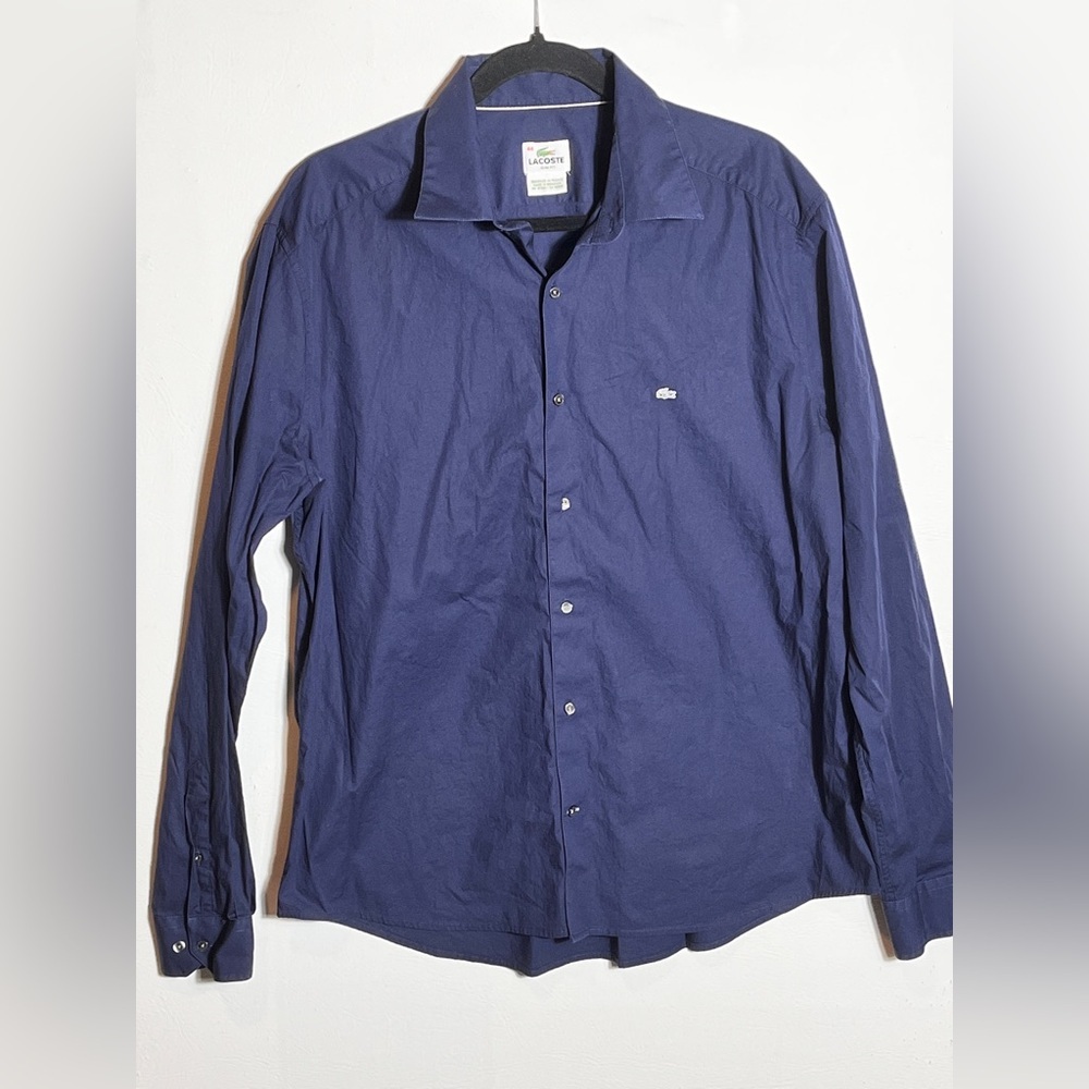LACOSTE Navy Shirt - Long Sleeve - Size 44 / Large